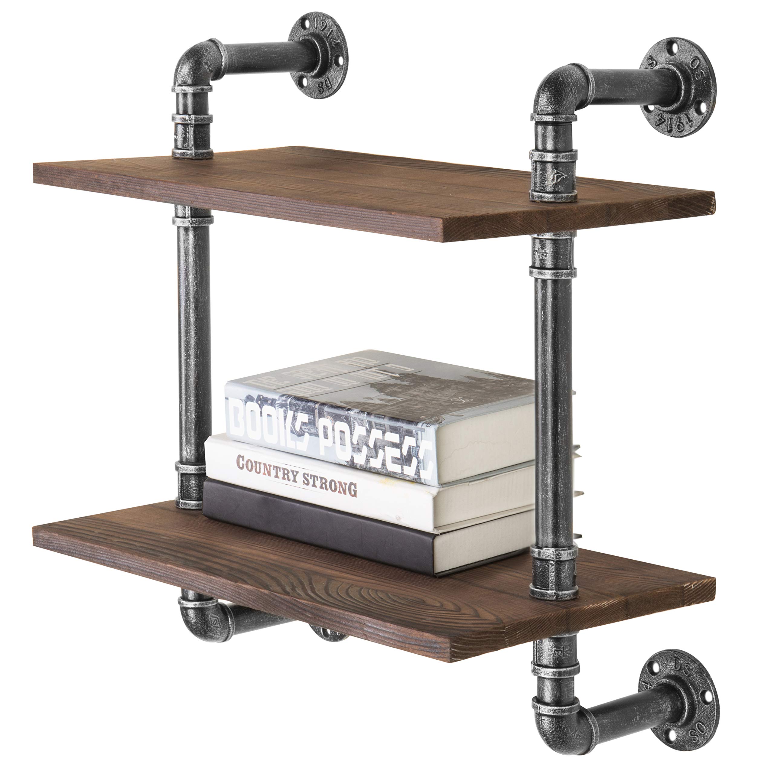 Buy MyGift Industrial Pipe Shelf, 17Inch Black Metal Pipe & Rustic