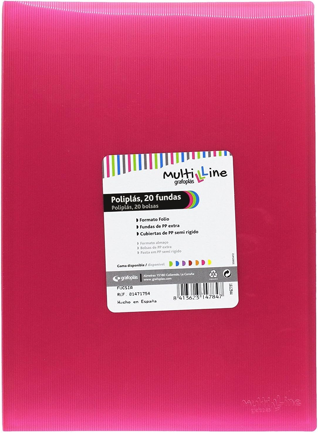 grafoplas 1451754 - Folder 20 Sleeves, Foolscap, Tapas PP, Fuchsia, Folio