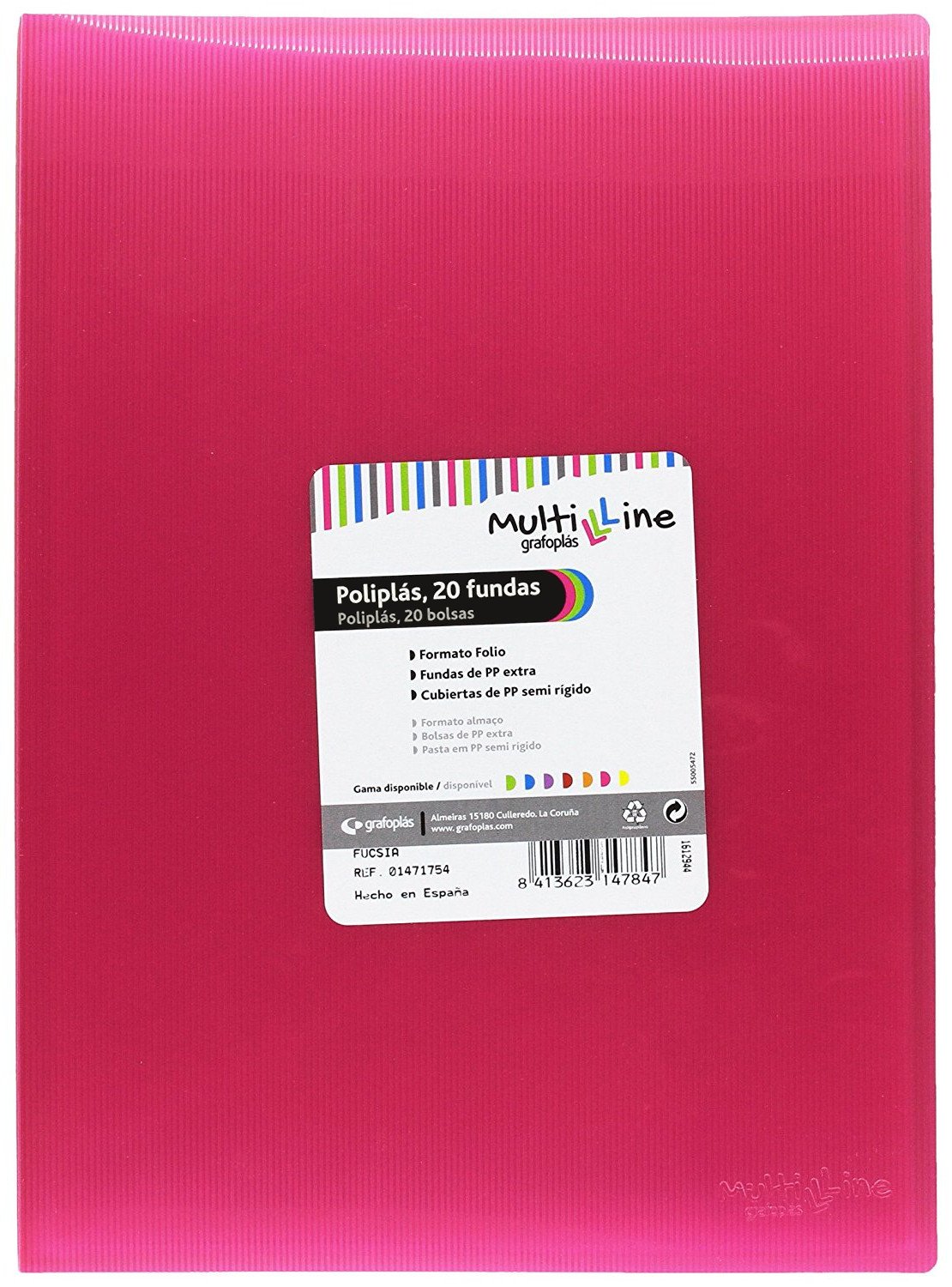grafoplas 1451754 – Folder 20 Sleeves, Foolscap, Tapas PP, Fuchsia