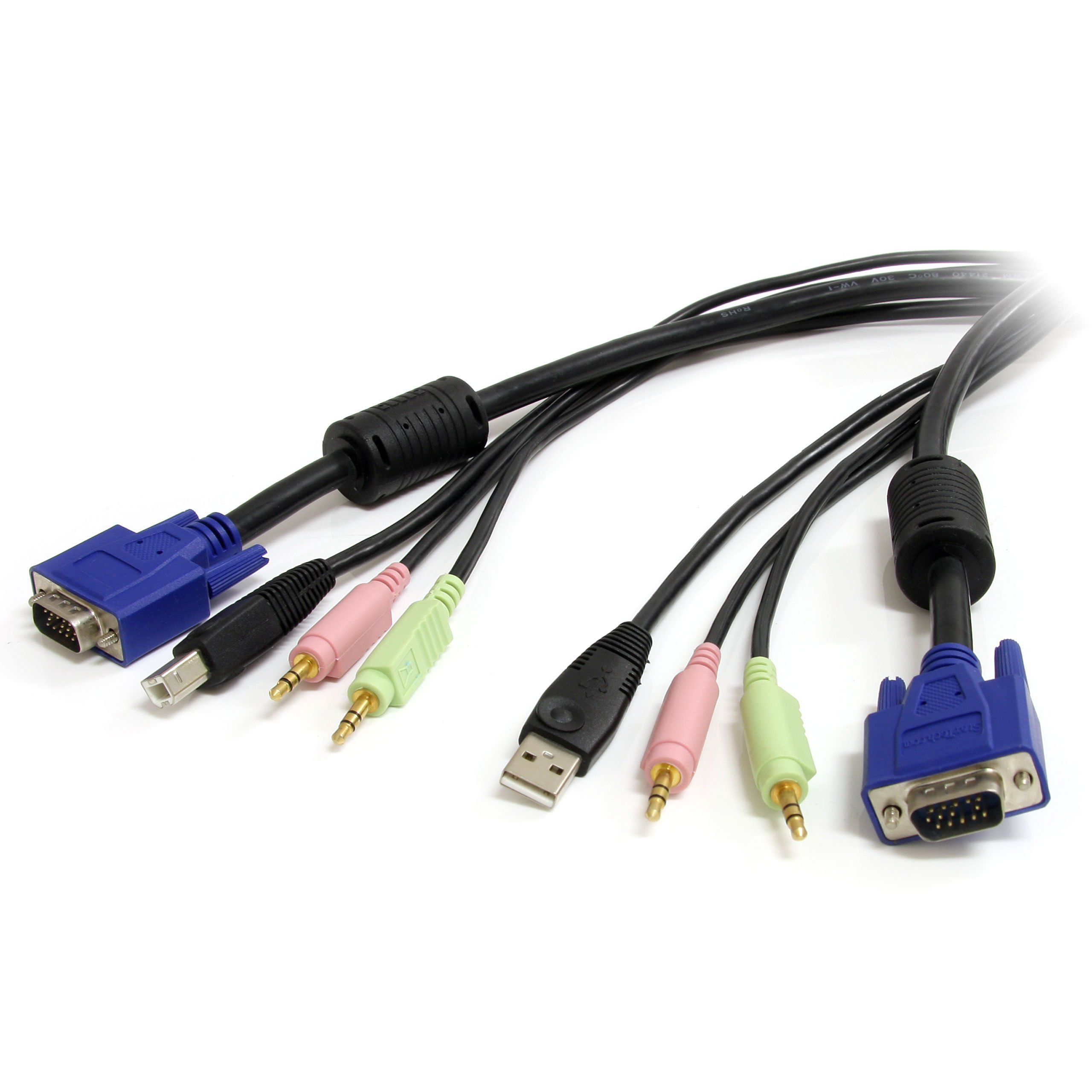 StarTech.com 10 ft 4-in-1 USB VGA KVM Cable with Audio and Microphone - VGA KVM Cable - USB KVM Cable - KVM Switch Cable (USBVGA4N1A10)