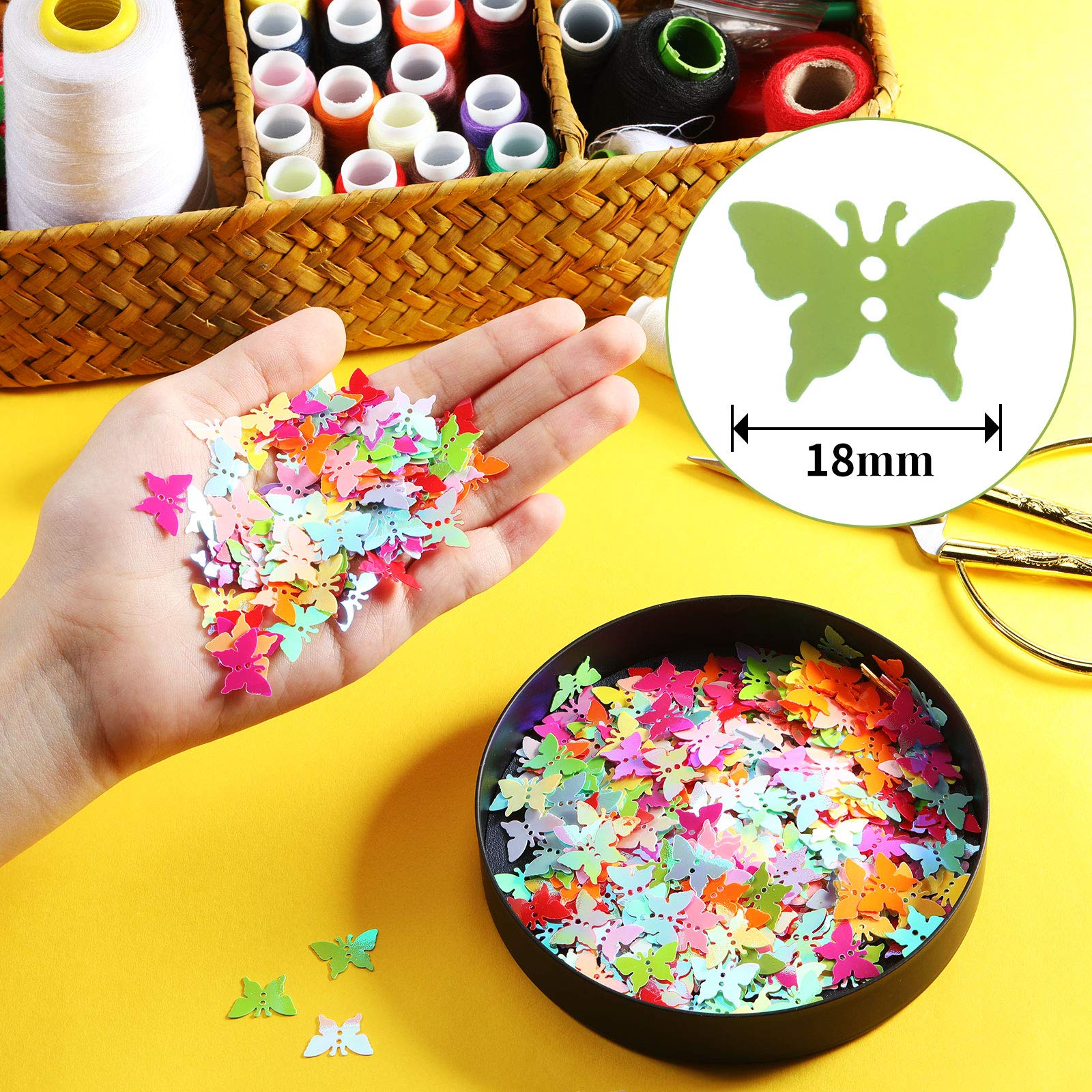 Multi-Color Confetti 18 mm Large Glitter Holographic Flake Sequins for Art Crafts Decals Home DIY Improvement Decor Wall Stickers, 30 g/ 1.05 oz (Butterfly)