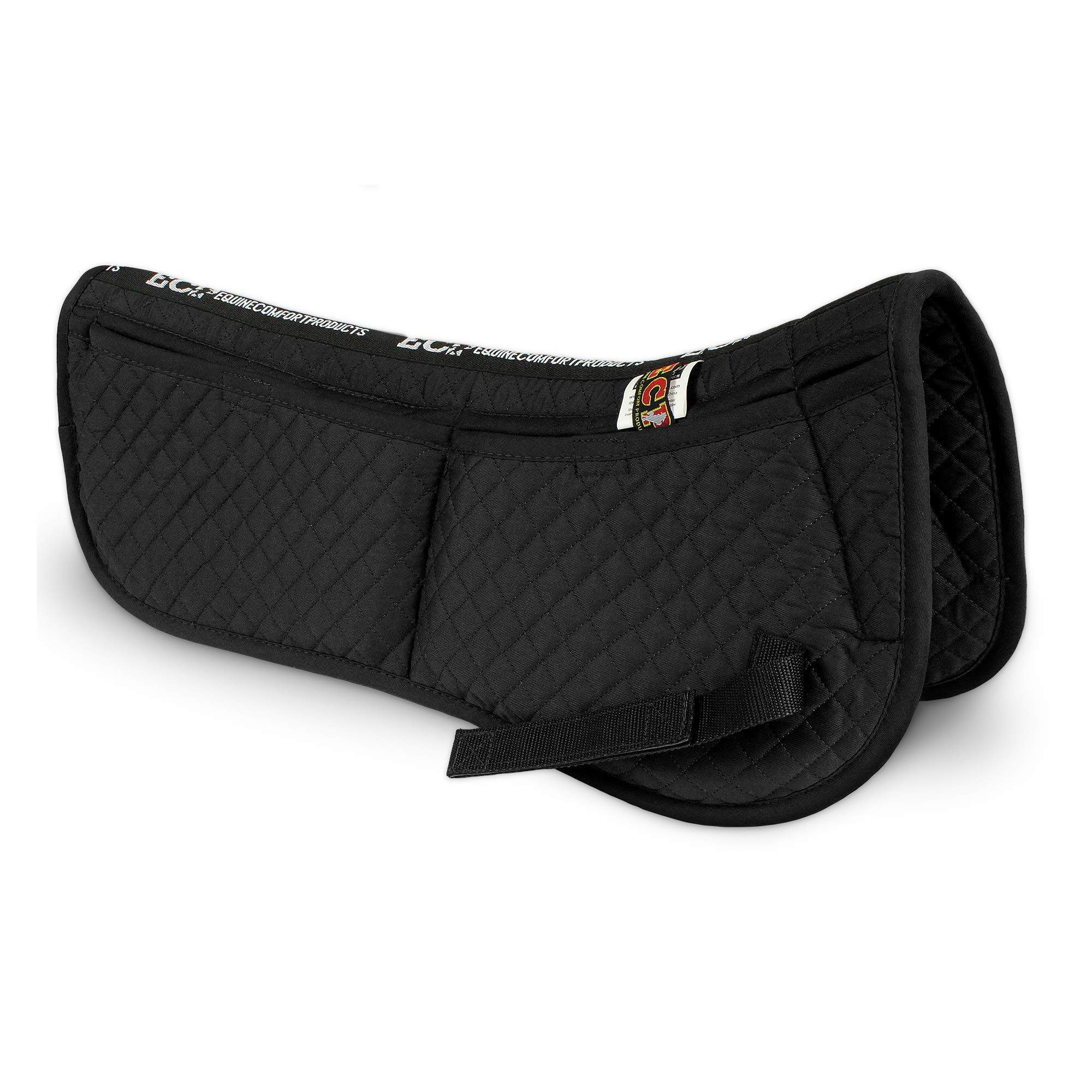 Photo 1 of ECP Equine Comfort Products Adjustable Shock Absorbing Memory Foam Half Saddle Pad, Injury Prevention & Pressure Relief, Customizable Fit, Breathable for All Riding Styles, Black