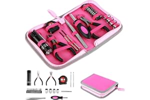 23Pcs Household Repair Tool Kit Multifunctional Pink Home Hand Tool Set with Storage Bag Portable Women Repair Tool Combinati