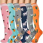Compression Socks for Women & Men 6 Pairs,20-30mmhg Knee High Compression Socks for Running,Athletic,Travel