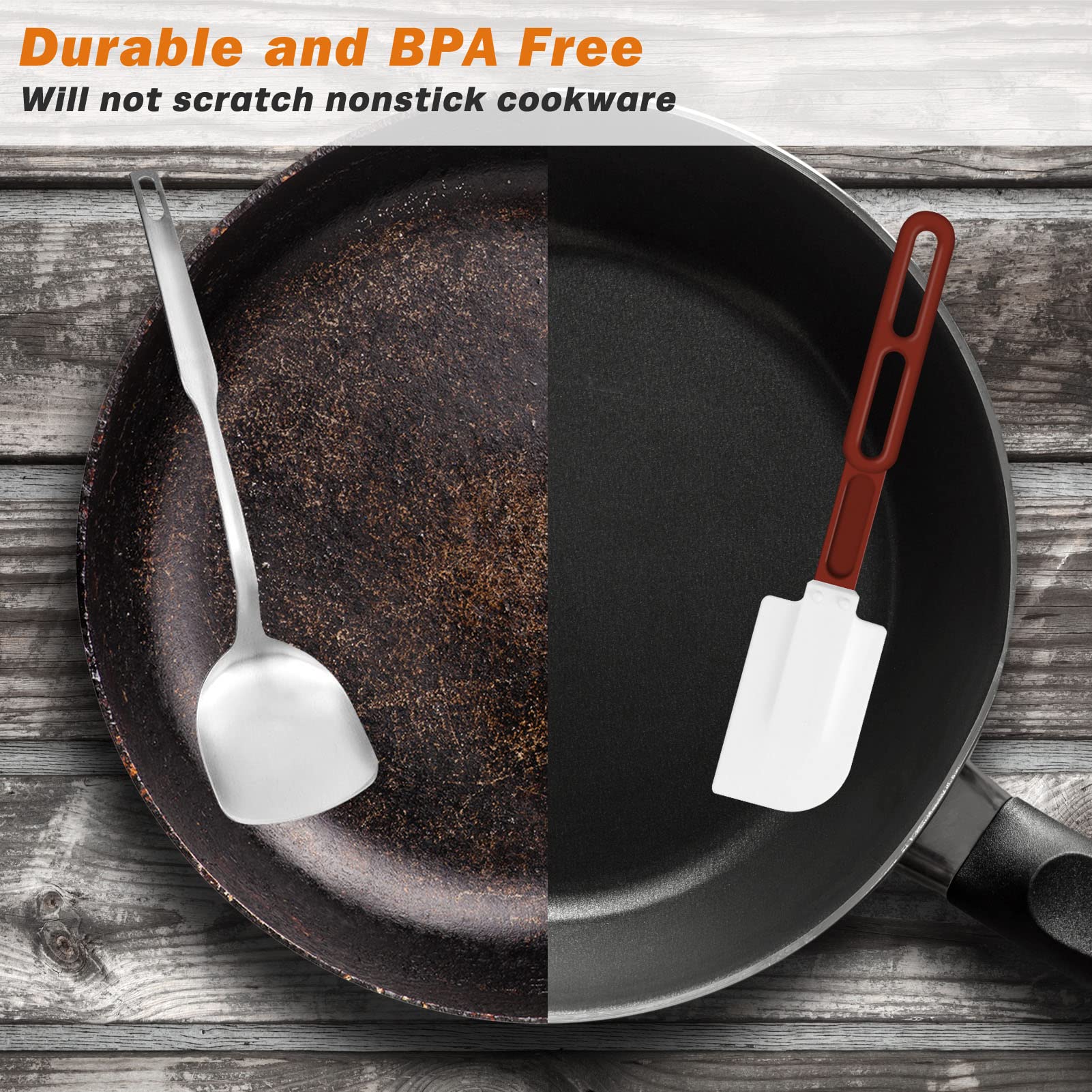 High-Temp Silicone Spatulas, 10'' Commercial Spatula 500°F Heat-Resistant Non-Stick Silicone Scraper, Set of 2 (10-Inch, NSF)