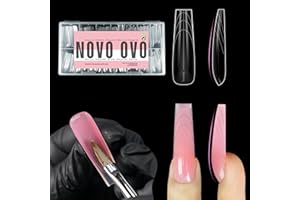 NOVO OVO Tapered Square (Sculpted) Nail Dual Forms for Poly Gel Extension with Guiding Line Inside, XL XXL Reusable Full Cover Acrylic Builder Hard Gel Polygel Molds x 15 sizes 150 Pcs