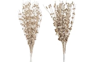 CristBest 24-Pack Christmas Tree Picks Ornaments, Artificial Glitter Berry Stem Glittery Twigs Ornaments for Christmas Tree Decorations, Small Vase, Holiday, Wedding, Party Decorations (Champagne)