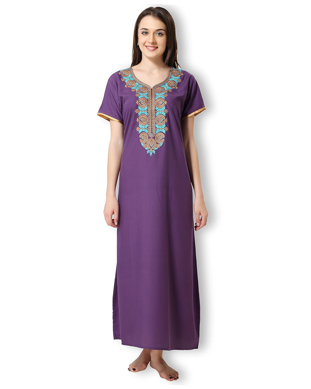 av2 women embroidered nighty