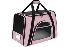 Pnimaund Cat Carrier Large Pet Carrier Soft Dog Carrier with Lockable Zippers [2023New] Cat Carriers for Medium Large Cats Under 25 Lbs Collapsible Pet Travel Carrier-Pink