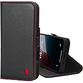 TORRO Premium Leather Case Compatible with iPhone 16 Pro 6.3" – Genuine Leather Wallet Flip Folio Case with Kickstand and Card Slots (Compatible with Official MagSafe Chargers) - Black