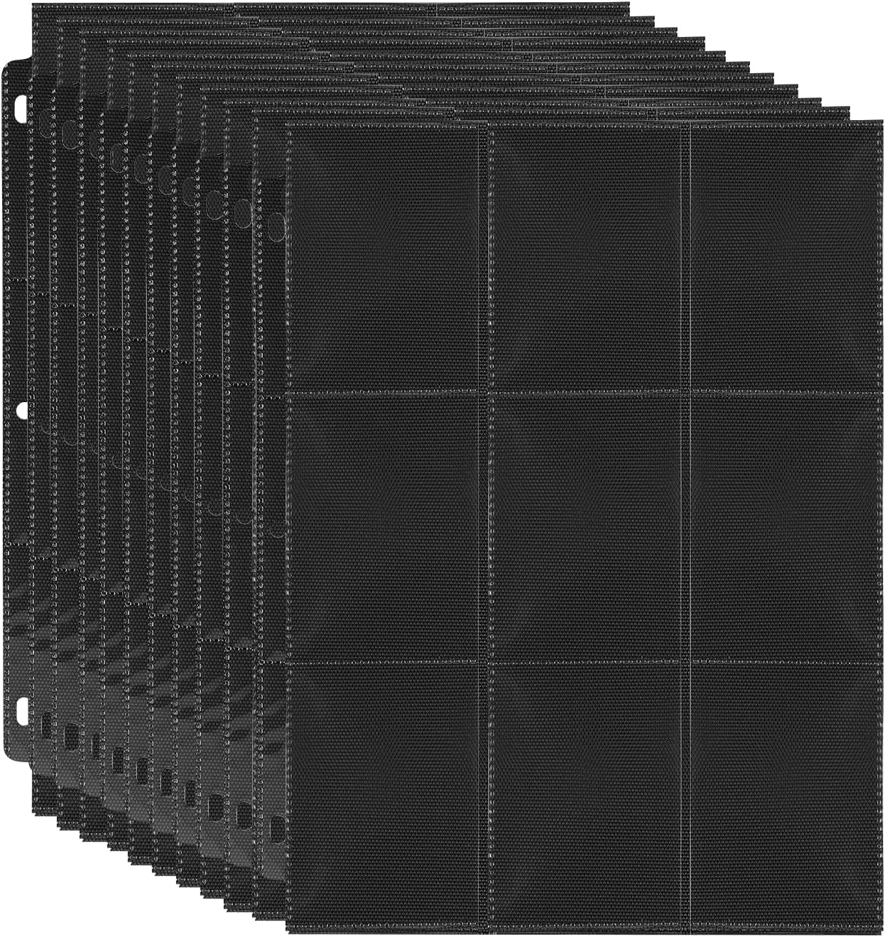Trading Card Binder Sleeves - Black 30 Sheet Card Protectors Fit 3 Ring Binder - 540 Pocket