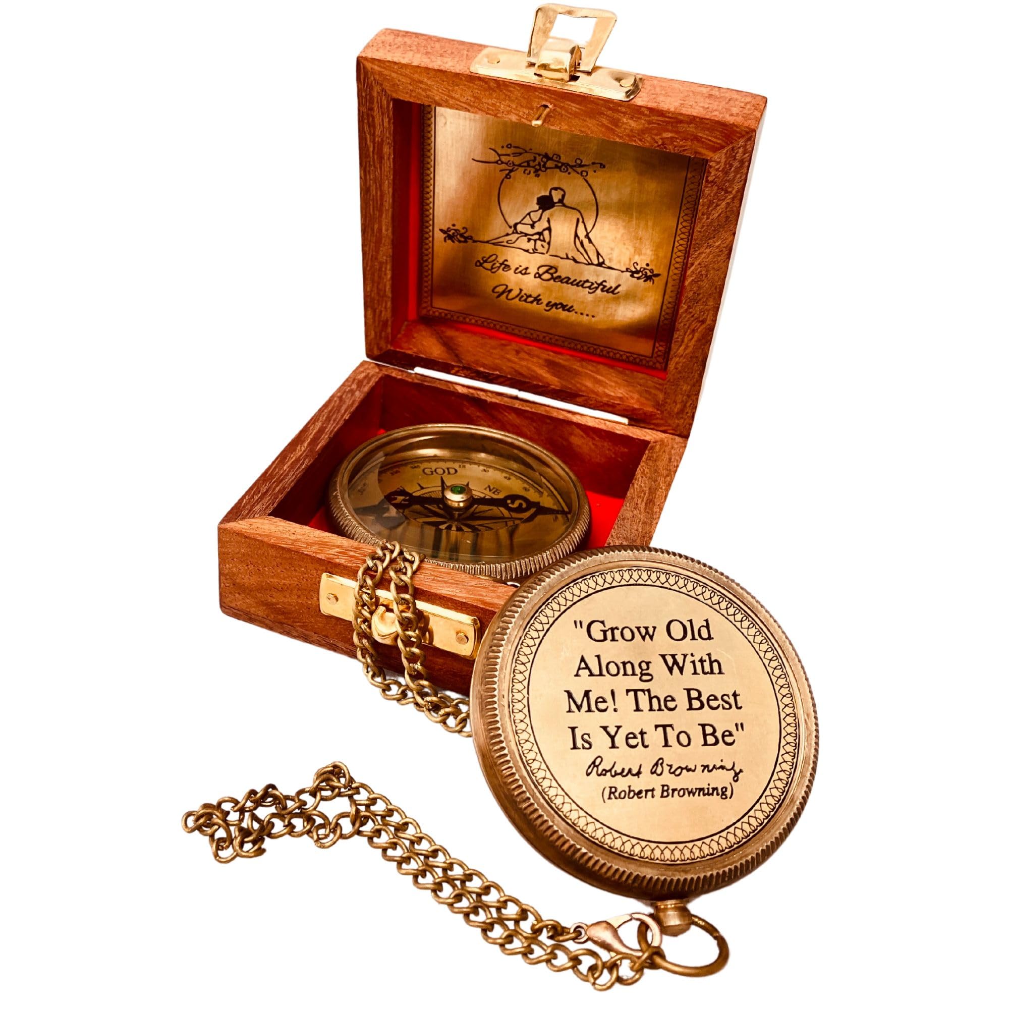 ALADEAN Romance Gift for Husband Wife - Engraved Compass 2" | Romantic Love Quote Wedding idea for Boyfriend Girlfriend Couple Festive Souvenir