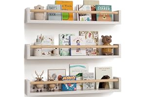 G&W Gruwald Nursery Book Shelves, Set of 3, Wall Bookshelf, Book Shelf for Kids Rooms, Wall Book Shelves for Bedroom Kids, Fl
