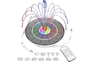 AISITIN 3.5W Solar Fountain Pump with Remote Control, LED Colorful Lights, Solar Bird Bath Pump with Bracket and 8 Nozzles, Solar Water Fountain for Bird Bath, Garden, Pond and Outdoor