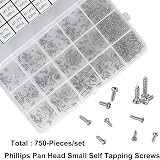FandWay 750Pcs Tiny Self Tapping Screws Set M1 M1.2 M1.4 M1.5 M1.7 for Watches view 2