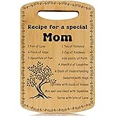 Mom Cutting Board Christmas Gifts from Daughter Son Bamboo Wood Gift Stocking Stuffers Housewarming Unique Mothers Day Valentines Day Birthday Gifts for Bonus Mom Stepmom Mother Mama