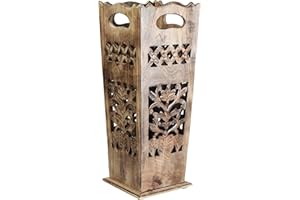 ARTISENIA Wooden Hand-Craved Umbrella Stand Umbrella Rack Walking Canes Storage Rack for Home Office Entryway