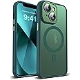 YEMORAN Compatible with iPhone 13 Case with Built-in Camera Lens Protectors Translucent Magnetic iPhone 13 Phone Case 6.1" [Compatible with Mag-Safe][Great Grip Feeling], Green