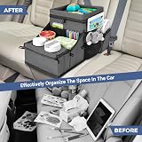 INFANZIA Car Seat Organizer Backseat Cooler 2 Cup Holders 45x27x26cm Gray view 6