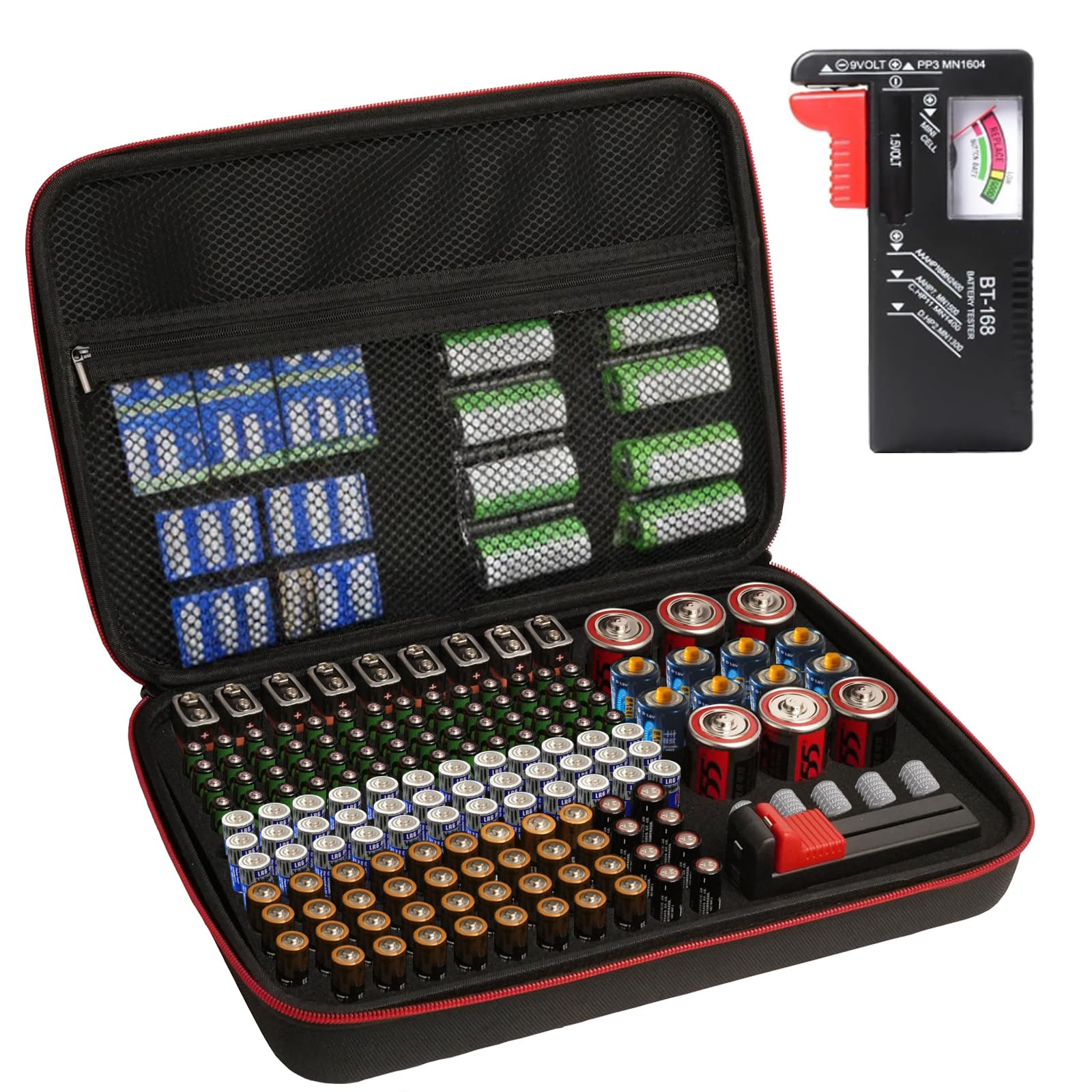 Photo 1 of Adehoei Battery Organizer Storage Case with Tester BT-168 Holds 198 AA AAA C D 9V Button Cells - Fireproof Waterproof Battery Box & Storage Container(Batteries Not Included)