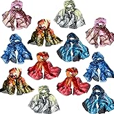 Xtinmee 12 Pcs Scarfs for Women Lightweight Print Floral Pattern Scarf Fashion Silk Scarves Long Chiffon Shawl Christmas Party Gifts, 6 Styles