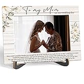 Zmyollo Mother Of The Bride Picture Frame, To My Mom On My Wedding Day - Wooden Tabletop Photo Frame With Stand, Mother Of Bride Gifts From Daughter, Thank You Gift For Mom, A14