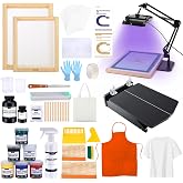 Caydo 59 Pieces All-in-One Screen Printing Kit with Screen Printer, 50W Exposure Screen Printing Light, Photo Emulsion Kit, Screen Printing Frames, Instructions