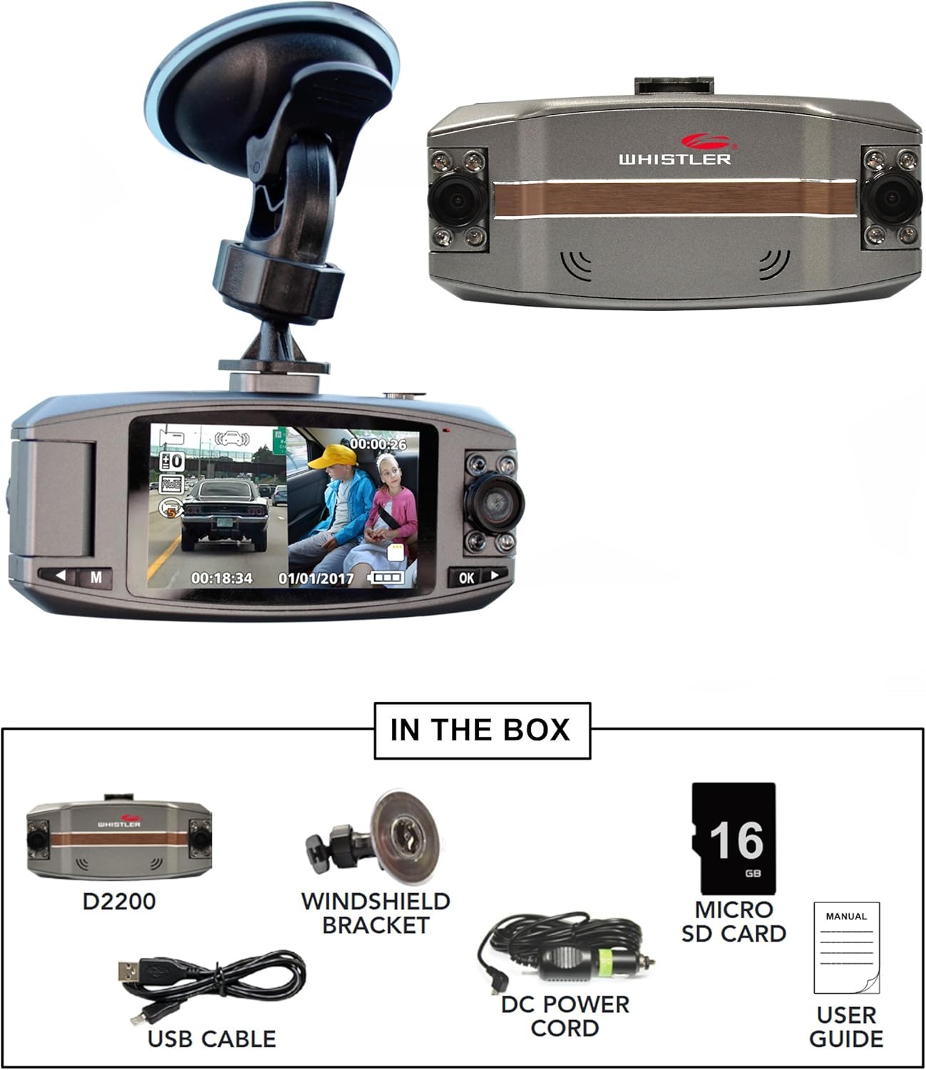 Whistler Dual Dash Cam D2200