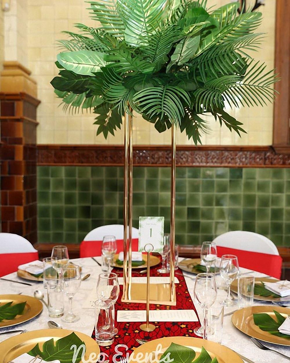 Everbon Pack of 10 39.4 Inches Wedding Pillars Tall Centerpiece Flower Stand Decorative Columns Gold Metal Wedding Props Flower Ball Holder