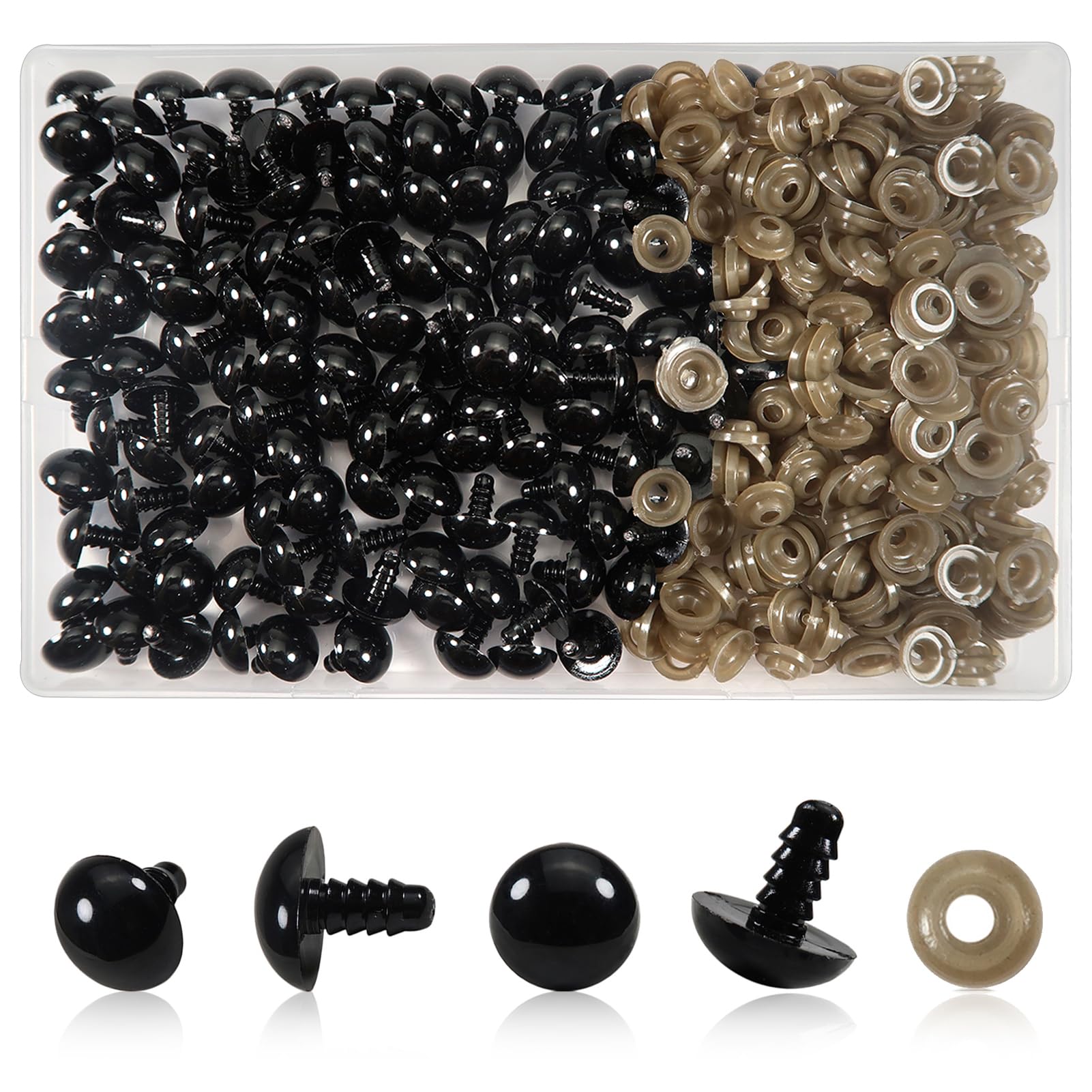 TOAOB 150pcs Safety Eyes for Crochet Dolls 18mm Black Plastic Crochet Eye Doll Eyes with Washers for Amigurumis Doll Making DIY Craft Plush Stuffed Animals