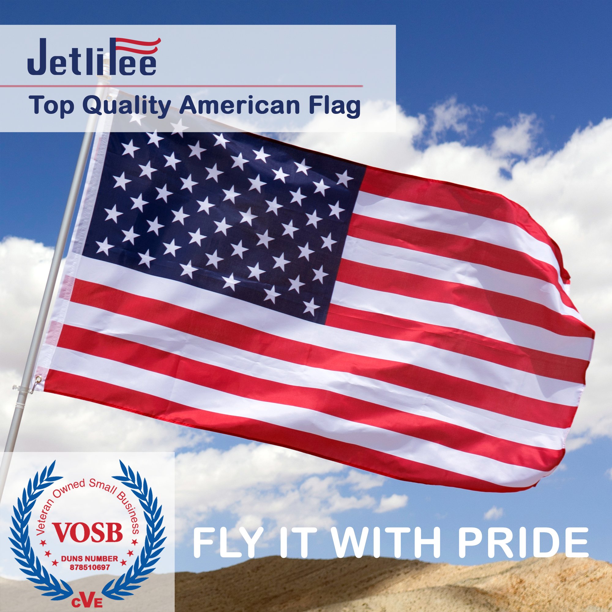 American Flag: Print 3x5 FT US Flag / USA Flag - American flags for Indoor and Outdoor