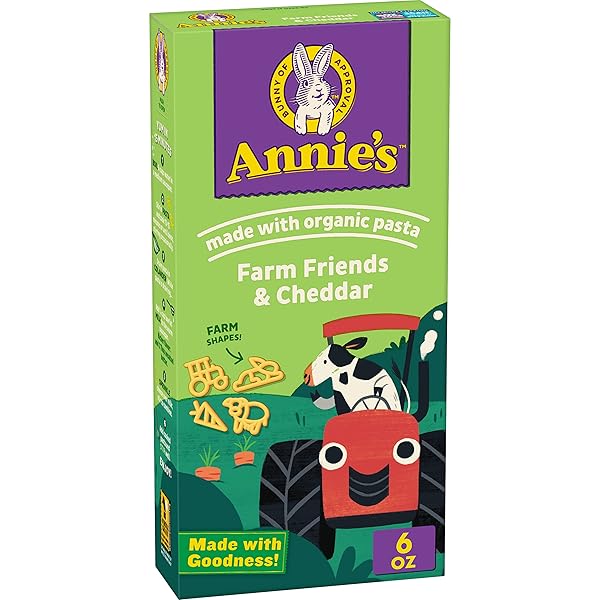 ANNIE’S FARM FRIENDS PASTA SHAPES AND CHEDDAR MACARONI AND CHEESE DINNER WITH ORGANIC PASTA, 6 OZ