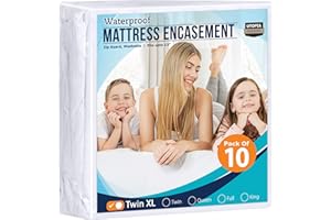 Utopia Bedding Zippered Mattress Encasement Twin XL, 100% Waterproof Bed Bug and Dust Mite Proof Mattress Protector, Absorbent Six-Sided Mattress Cover (Pack of 10)