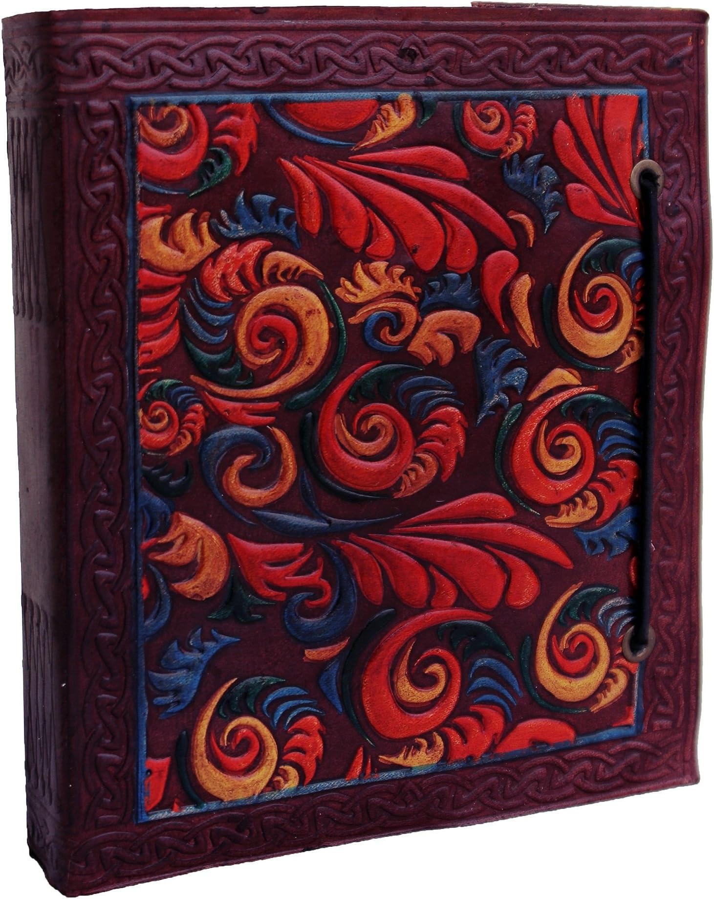 LS Leather Journal Notebook Diary 5x6" Handmade Blank Book Vintage Writing Intricate Leaves Design Bound Cover New Sketchbook Brown Retro Pages Travel Antique