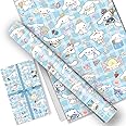 EYQQM Pack of 5 Gift Wrapping Paper 20" x 30" Kraft Paper Sheets Quality Birthday Wrapping Paper Set for Kids, Party Storage Festive Decoration (Blue Puppy)