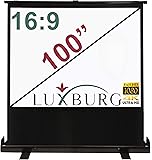 Luxburg® 100" 221x125cm Portable Freestanding Floor Pull-up Screen Projector, Projection Screen - Matt White Screen 16:9 (87"x 49") Stands on its owns!
