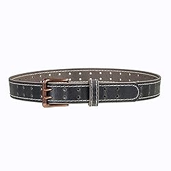 Men’s Classic Leather Belt, Double Prong Retro