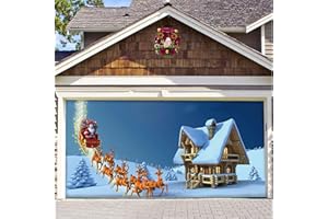 Christmas Holiday Banner Garage Door Decorations, Happy New Year Xmas Garage Door Cover Banner Backdrop, Winter Photography B