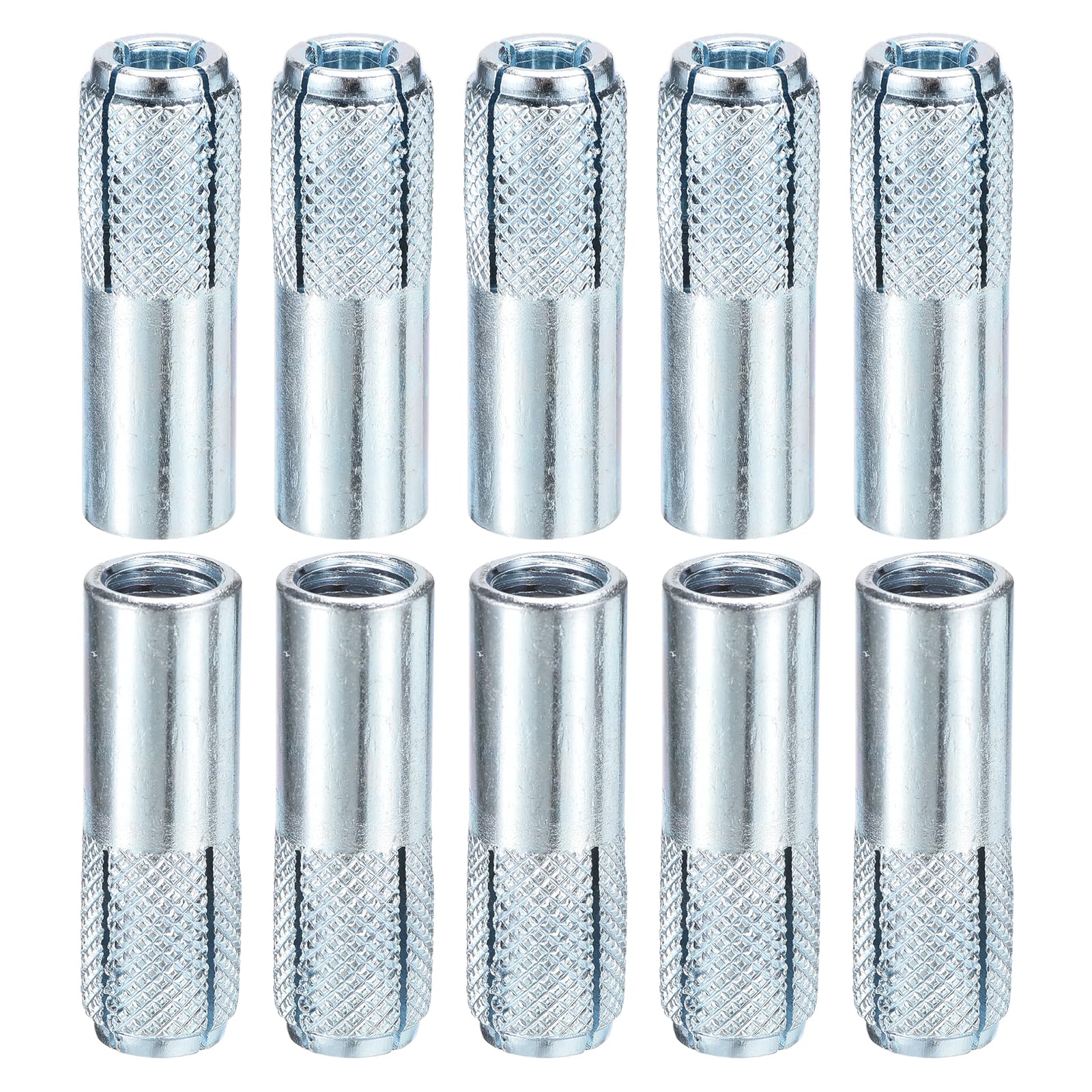 DTGN 1/2" x 2" Expansion Bolt - 50 Pack - Good for Dry Walls Hollow Bricks Plaster - Carbon Steel Sleeve Anchors Tool Drop in Anchors - Silver