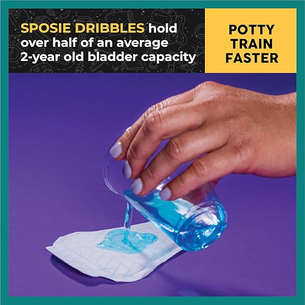 SPOSIE DRIBBLES – TURN ANY UNDERWEAR INTO POTTY TRAINING UNDERWEAR | TRAINING PADS REDUCE MESSES AND LAUNDRY | A FASTER CLEANER EASIER SOLUTION | USE WITH TOILETS, SEATS, CHARTS, AND STICKERS | 28CT