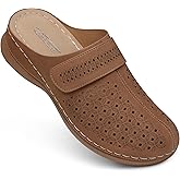 SHIBEVER Clogs for Women Mules Shoes: Comfortable Slip On Closed Toe Sandals Summer Casual Walking Platform Slides Brown Size 7