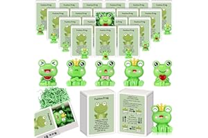 Cinnvoice 25 Set Christmas Small Gifts Bulk for Employee Coworkers Thank You Office Desk Pets Positive Holiday Cute Emotional Support Resin Ornaments Card Box for Adults Women Men (Frog)