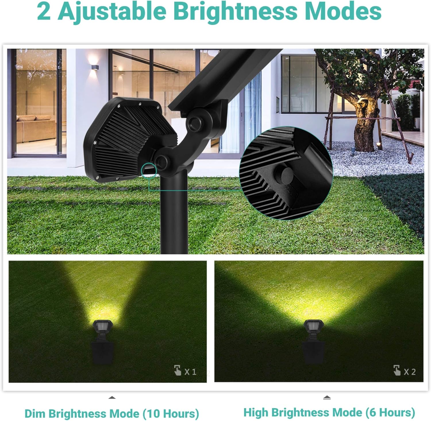 Nekteck Solar Lights Outdoor, 10 LED Landscape Spotlights Solar Powered Wall Lights 2-in-1 Wireless Adjustable Security Decoration Lighting for Yard Garden Walkway Porch Pool Driveway (4 Pack, White) : Garden & Outdoor