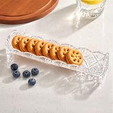 Crystal Cracker Tray for Serving, Glass Cracker Holder, Appetizer Platter | Rectangular Serving Tray for Home Decor, Clear Cheese and Cracker Tray for Snacks &amp; Candy &amp; Entertaining