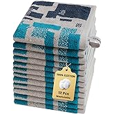 SEMAXE 100% Cotton Washcloths 12-Pack, 13 × 13 Inch Soft Luxury Face Towels – Super Absorbent & Quick-Dry, Premium Cloth with Hanging Loop, Oeko-TEX Certified, Gift-Ready Box