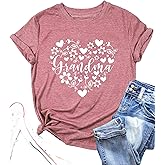 Grandma Tshirts Women Grandmother Life Tee Heart Floral Print Shirts Mama Casual Mother Short Sleeve Top