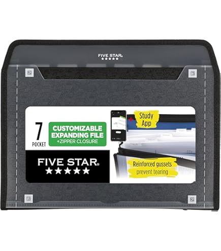 Amazon.com : Five Star Expanding File Folder with Zipper, 7 Pocket