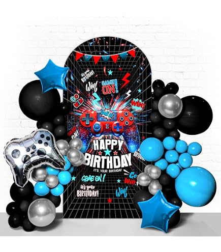 3-teiliges Hintergrund-Set Videospiel-Thema – Spandex, 1.2m, 1.5m, 1.8m, Für Foto-Shootings & Partys