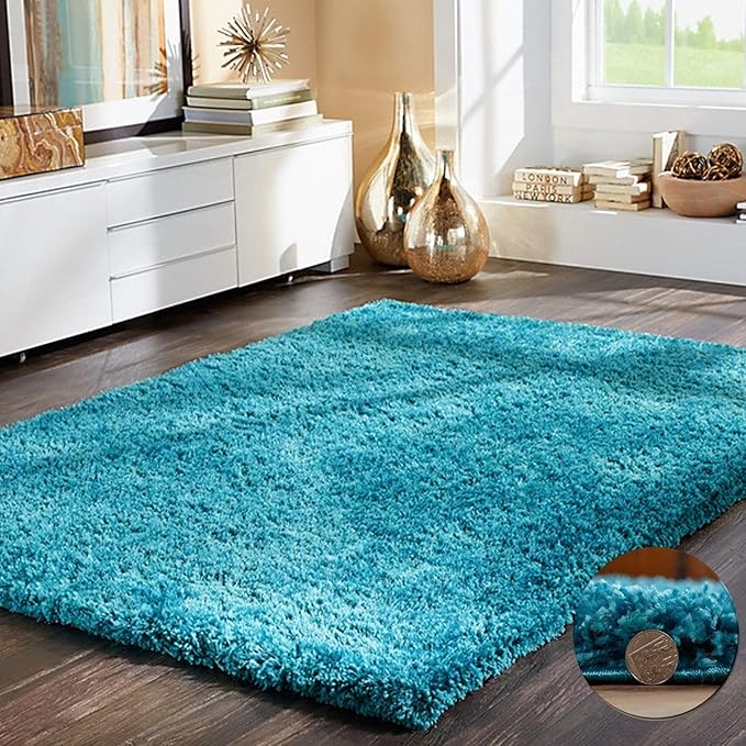 FB Funky Buys SOFT LUXURIOUS TEAL BLUE 5CM THICK DENSE PILE TURQUOISE