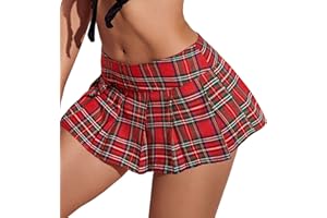 Avidlove Lingerie for Women Role Play Costume Mini Plaid Skirt Schoolgirl Outfits